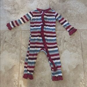 Kickee Pants Coverall in Jingle Bell Stripe